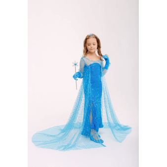 Сукня Ельзи з мультфільму "Крижане серце" синя зі шлейфом і паєтками