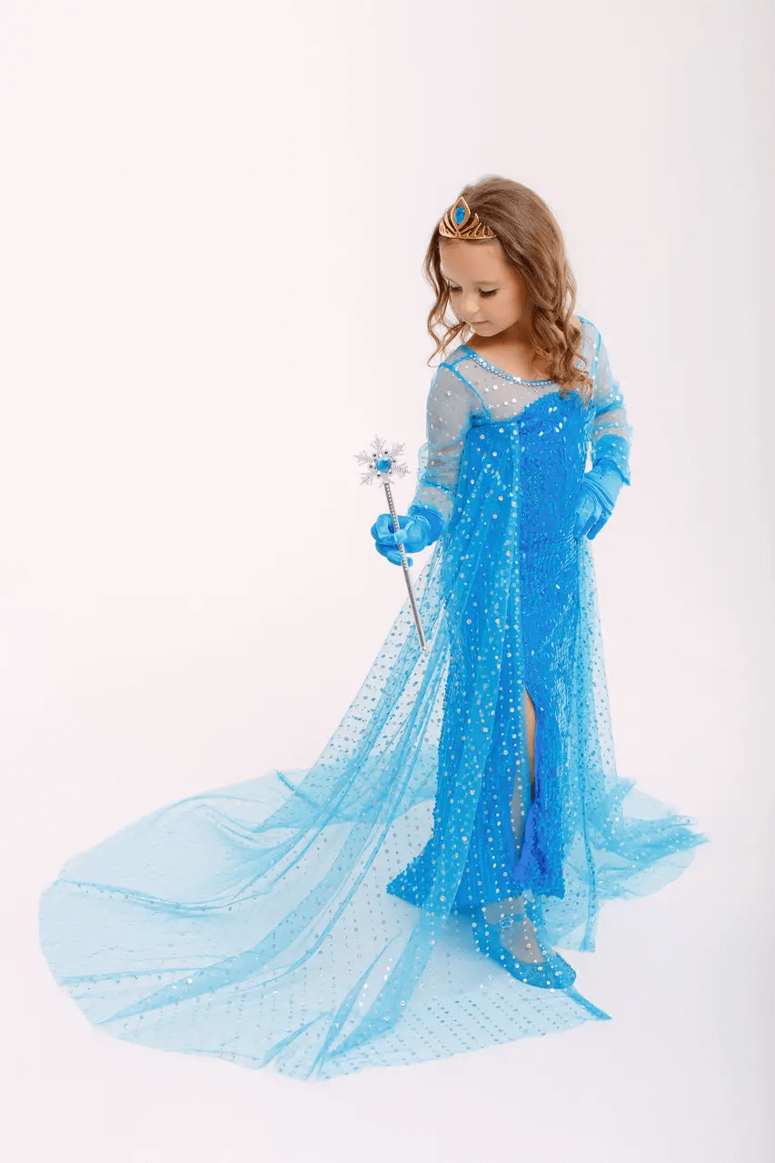 Elsa's sequined blue dress with a train from the “Frozen” animated movie 8