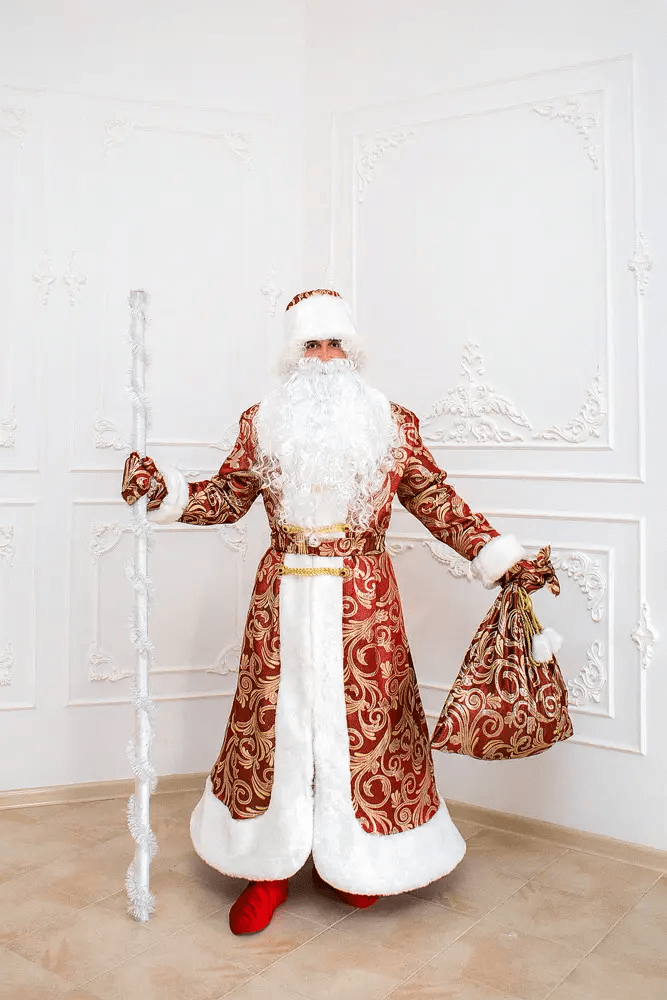 Red jacquard Father Frost costume 1